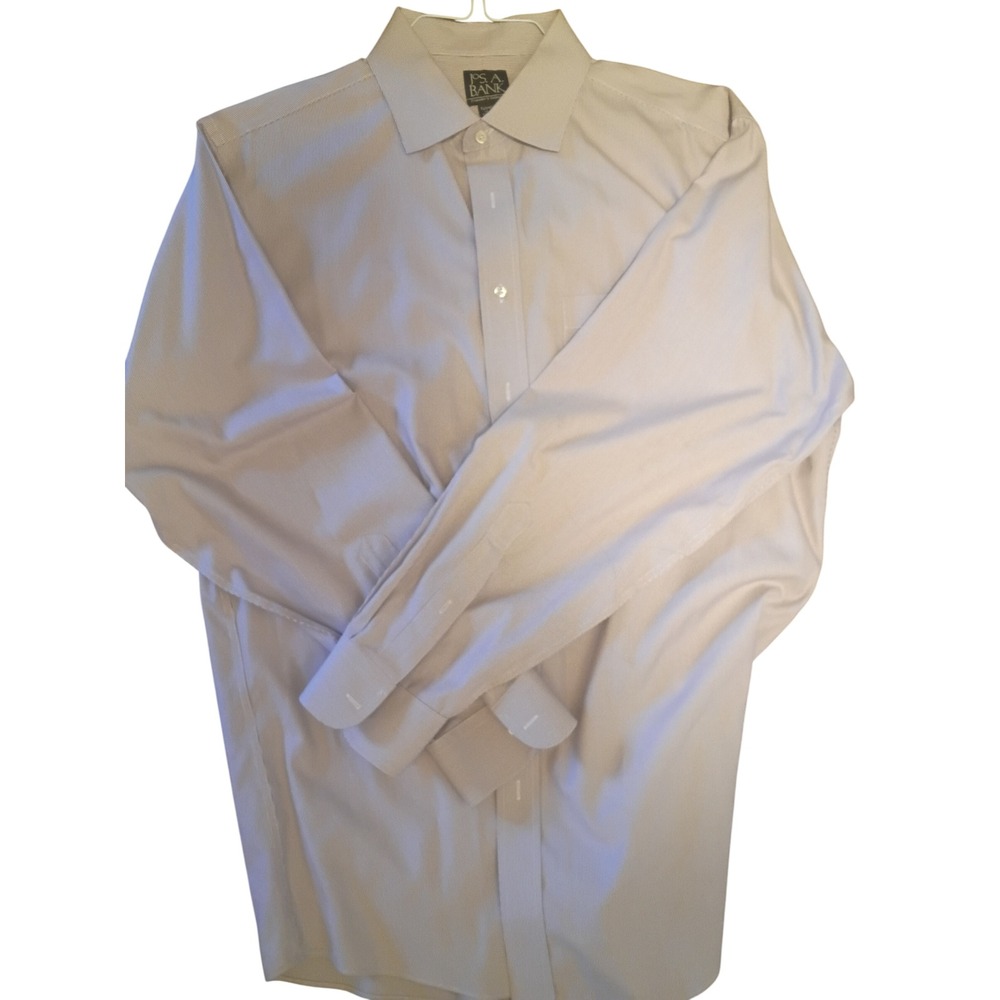 Jos. A. Bank Traveler's Collection Tailored Fit Dress Shirt 17 35 Brown Stripe